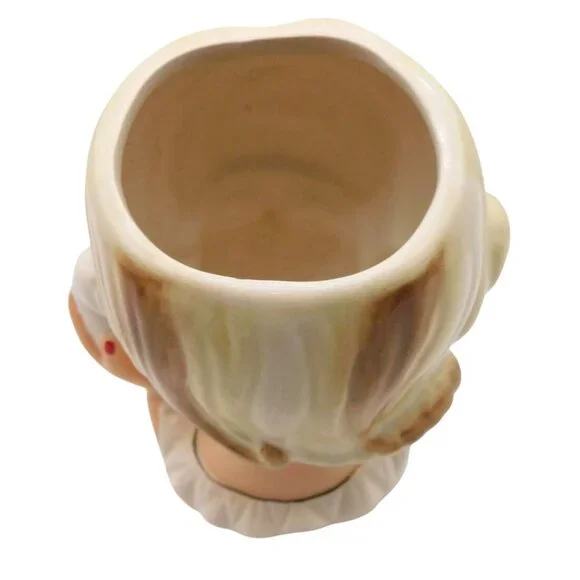 Ceramic Lady Head Vase Phone Telephone Girl Blonde Hair Planter 6" FLAW - Picture 4 of 7